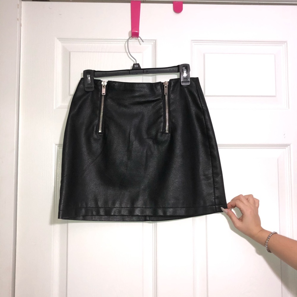 Black leather skirt